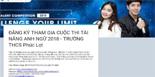 Thông báo về Cuộc thi tài năng Anh ngữ quận Long Biên  English Talent Competition  năm 2018